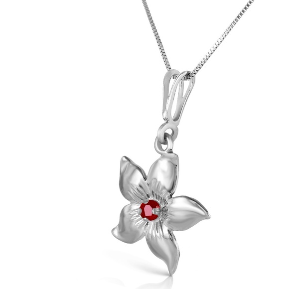 GOLD FLOWER NECKLACE WITH NATURAL RUBY